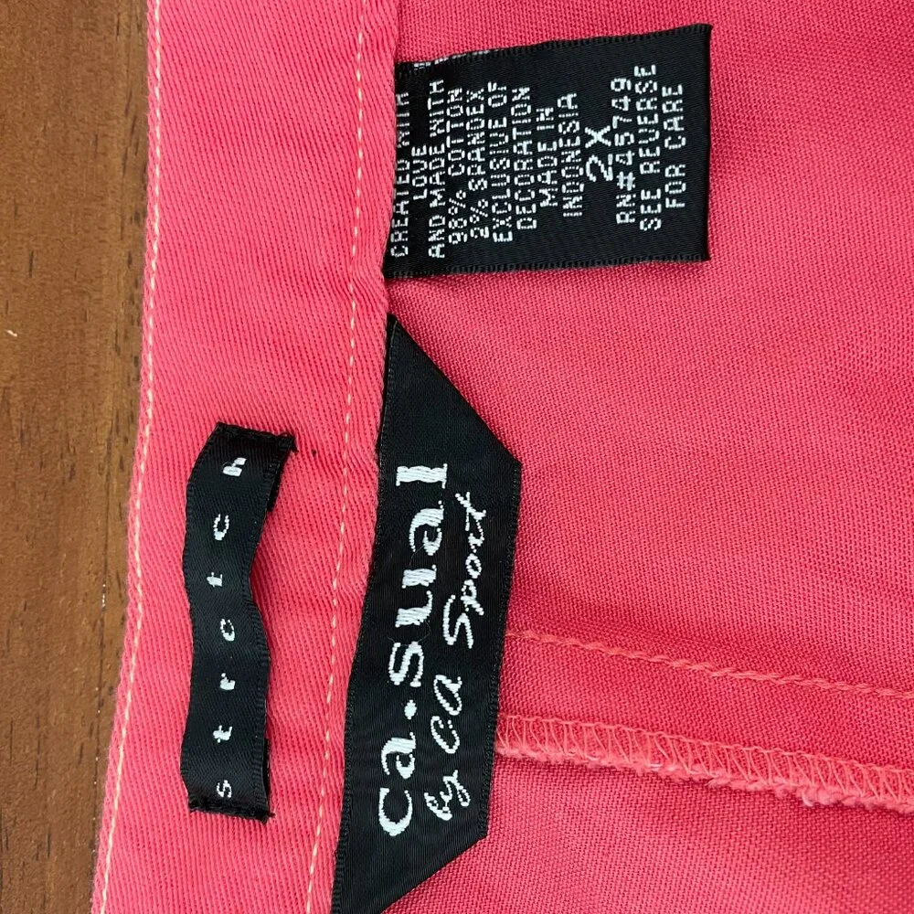 NWT Ca. Sual By Ca Sport Womens Coral High Rise Stretch Capri Pant Size 2X - Picture 8 of 9